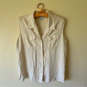 Sleeveless 100% silk button up white shirt from Silk Club🤍